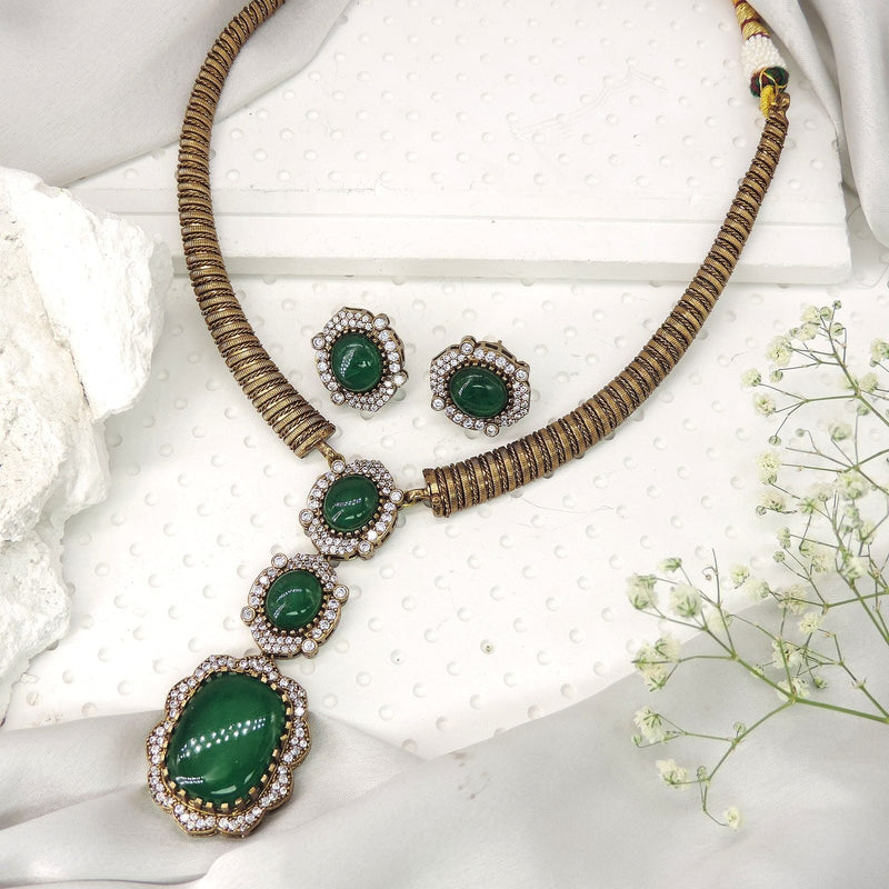 Kundan jewelry guide – Emerald Green Kundan Necklace Set