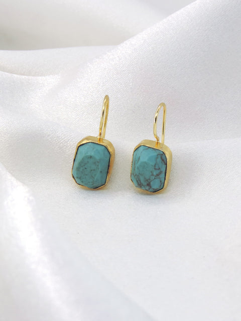 Turquoise gold drop earrings by Joyrias