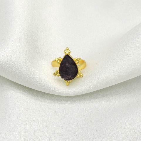 Swirl Stone Statement Ring | Gold Plated Adjustable Ring