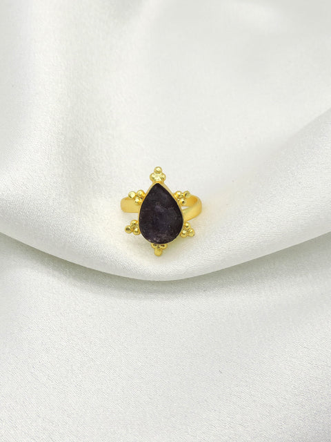 Swirl Stone Statement Ring | Gold Plated Adjustable Ring