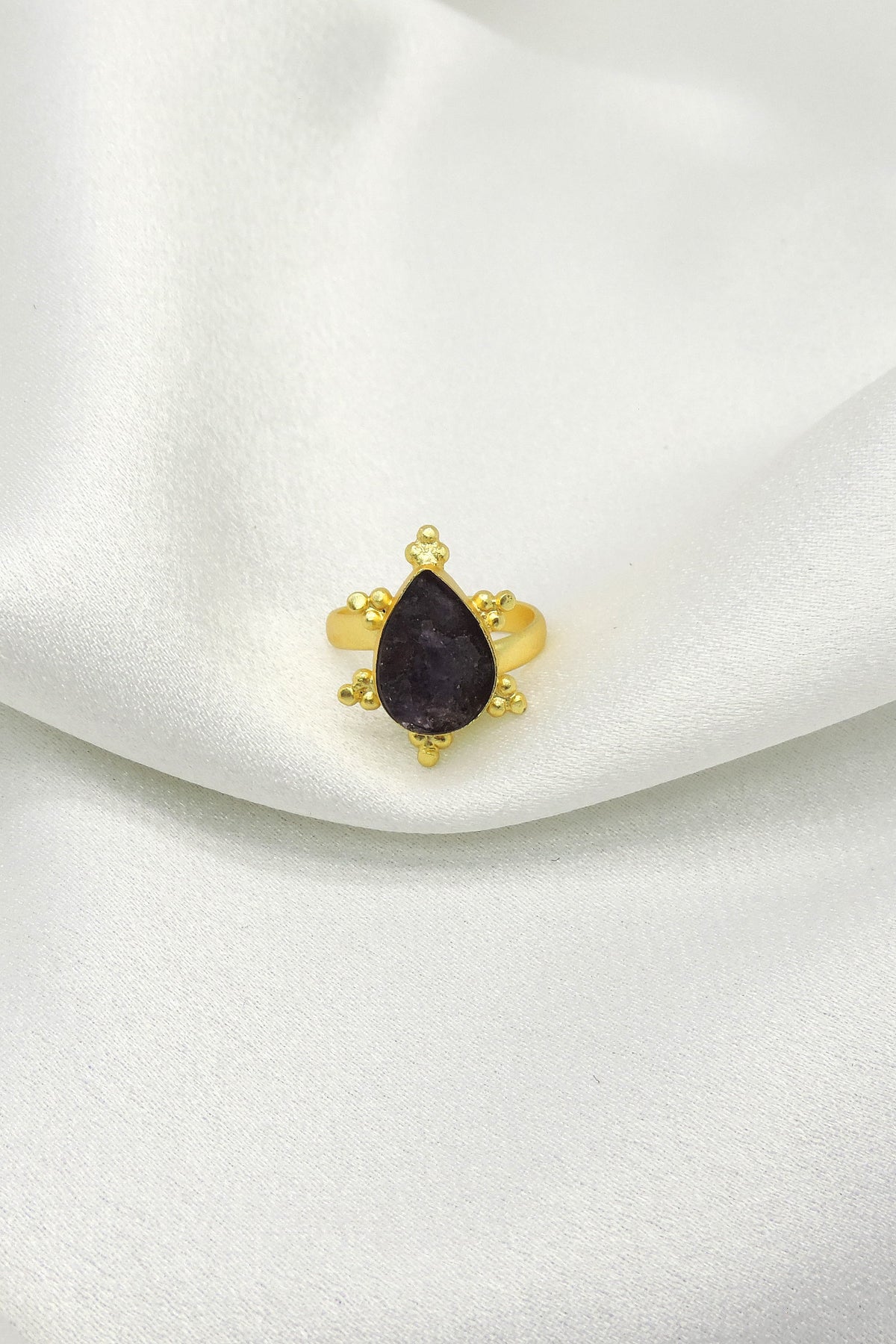 Swirl Stone Statement Ring | Gold Plated Adjustable Ring