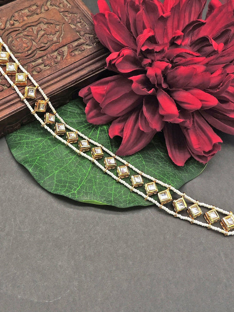 Plain Kundan mathapati in diamond shape – Indian Kundan bridal accessory USA – Joyrias