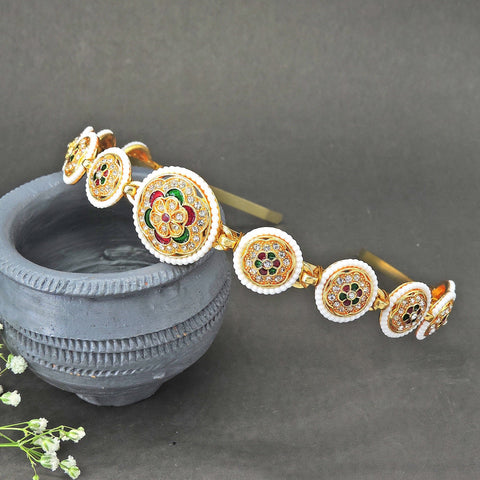 Kundan hairband – Indian Kundan embellished hair accessory for weddings USA – Joyrias
