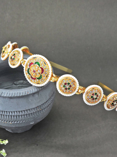 Kundan hairband – Indian Kundan embellished hair accessory for weddings USA – Joyrias