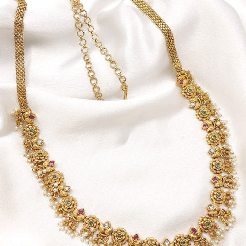 Floral Green Pink Pearl Necklace by Joyrias