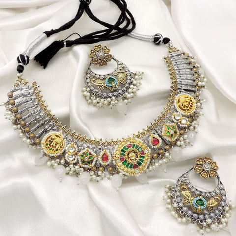 Heritage Dual Tone Pearl Choker Set by Joyrias