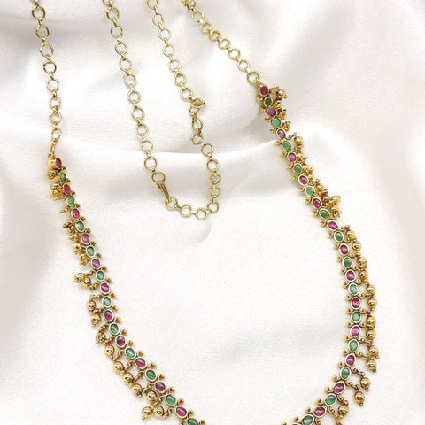 Delicate Pink Green Beaded Necklace Set by Joyrias