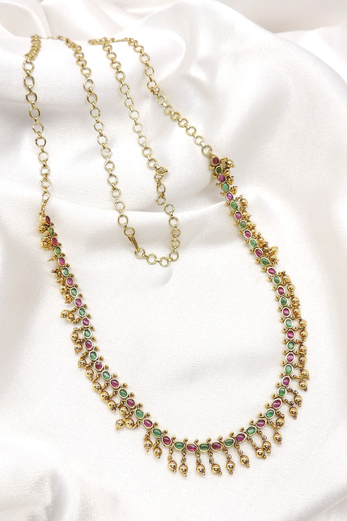 Delicate Pink Green Beaded Necklace Set by Joyrias