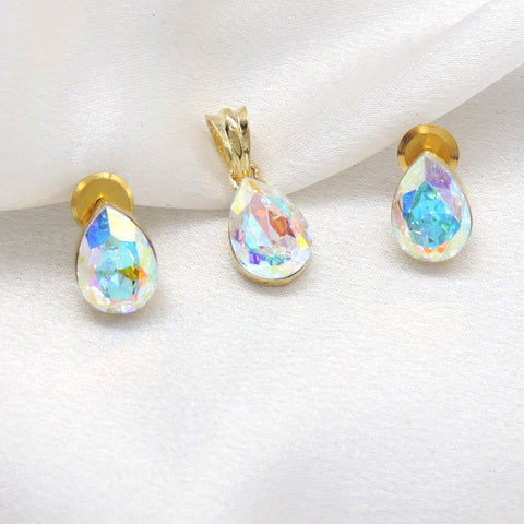 Sky Blue Teardrop Pendant Set