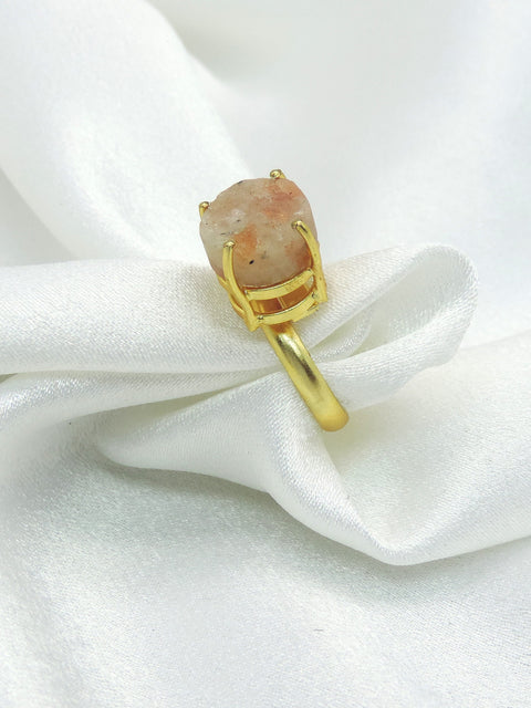 Amazonite Stone Ring | Gold-Plated Minimal Statement Ring