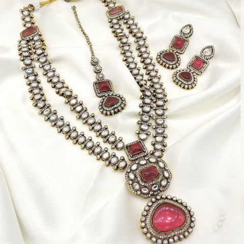 Ruby kundan layered necklace set for women