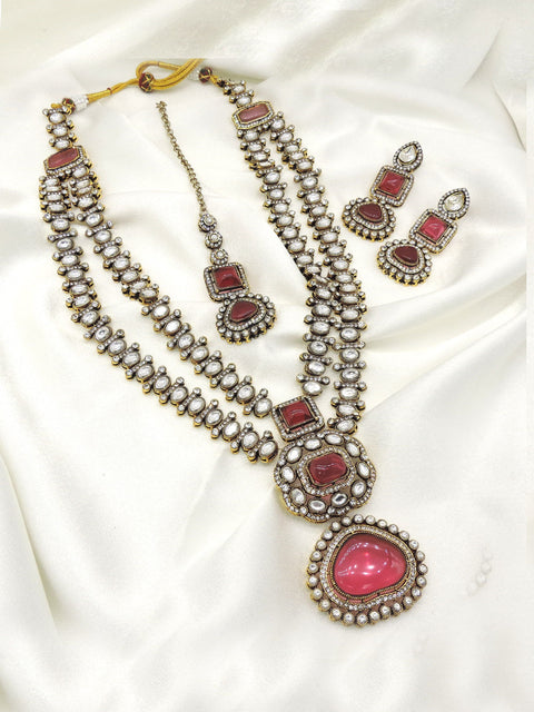 Ruby kundan layered necklace set for women