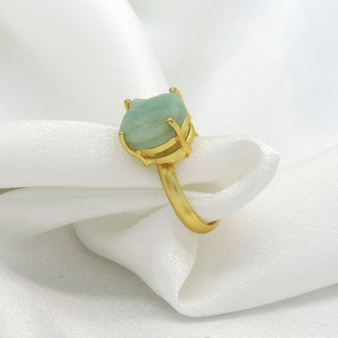 Amazonite Stone Ring | Gold-Plated Minimal Statement Ring