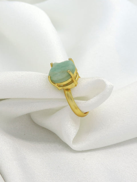 Amazonite Stone Ring | Gold-Plated Minimal Statement Ring