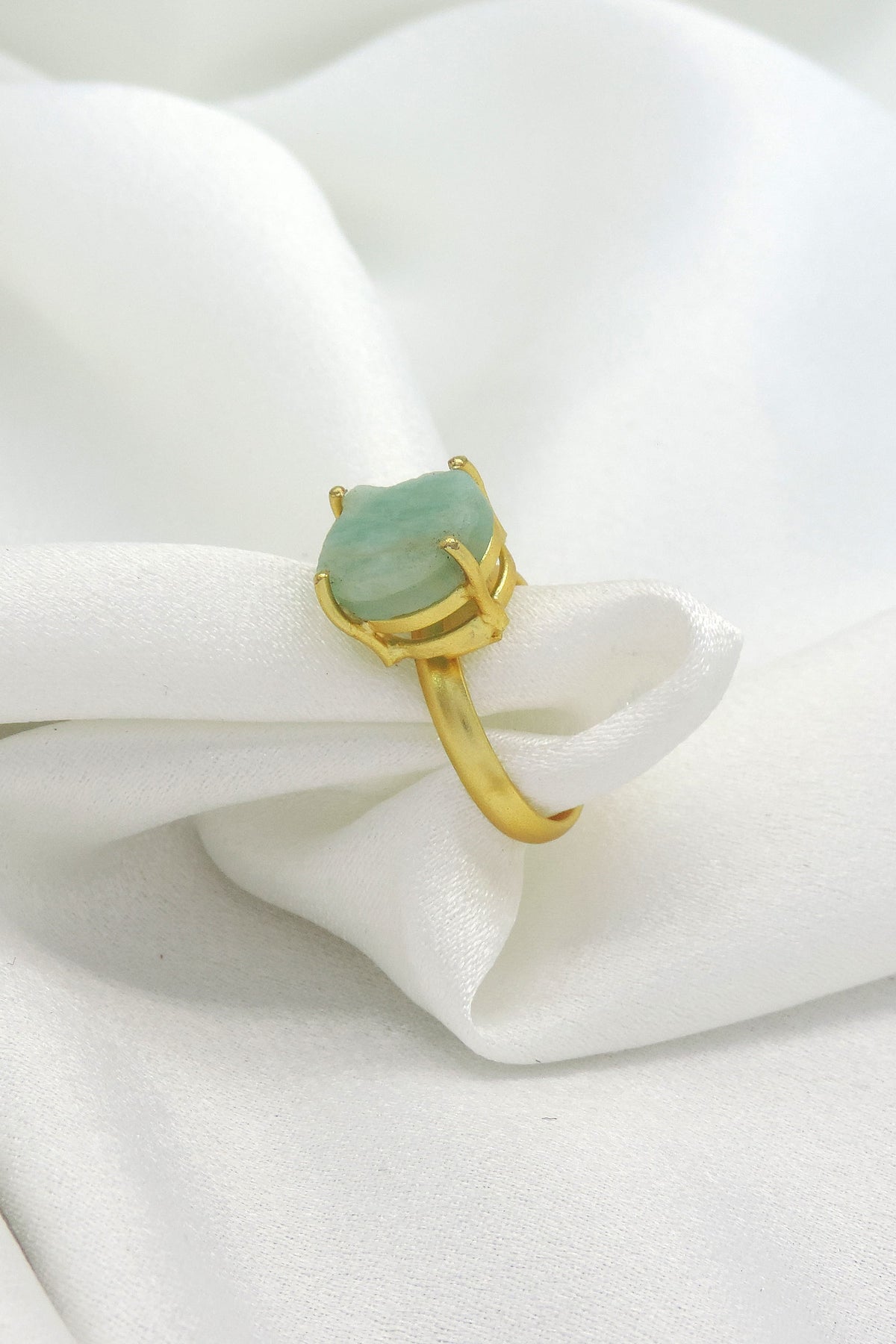 Amazonite Stone Ring | Gold-Plated Minimal Statement Ring