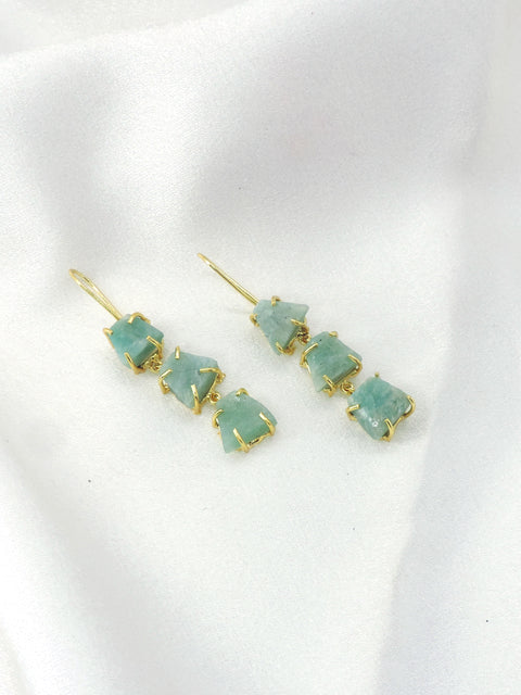 Pastel Raw Gemstone Drop Earrings | Gold Plated Minimal Boho Jewelry