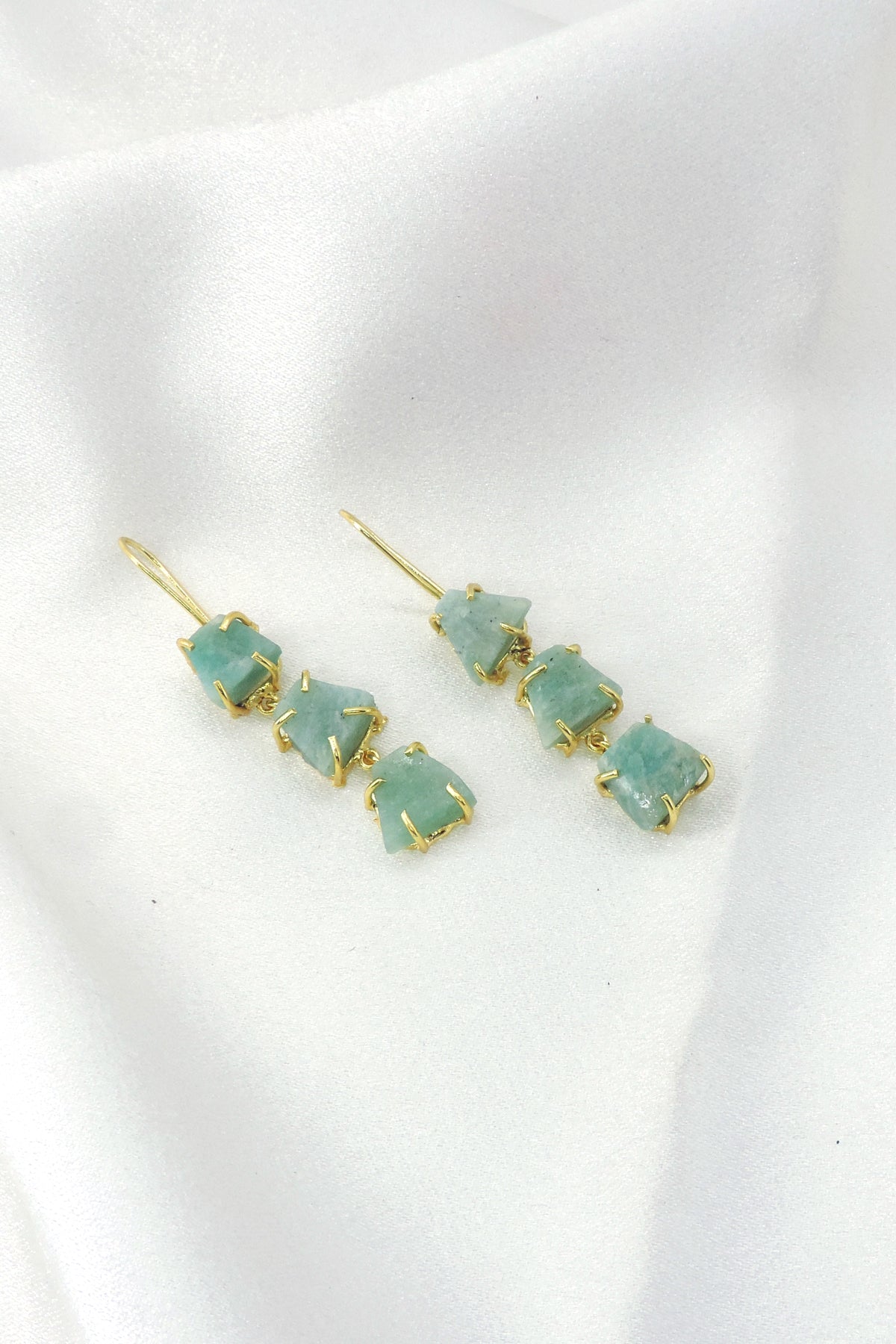 Pastel Raw Gemstone Drop Earrings | Gold Plated Minimal Boho Jewelry