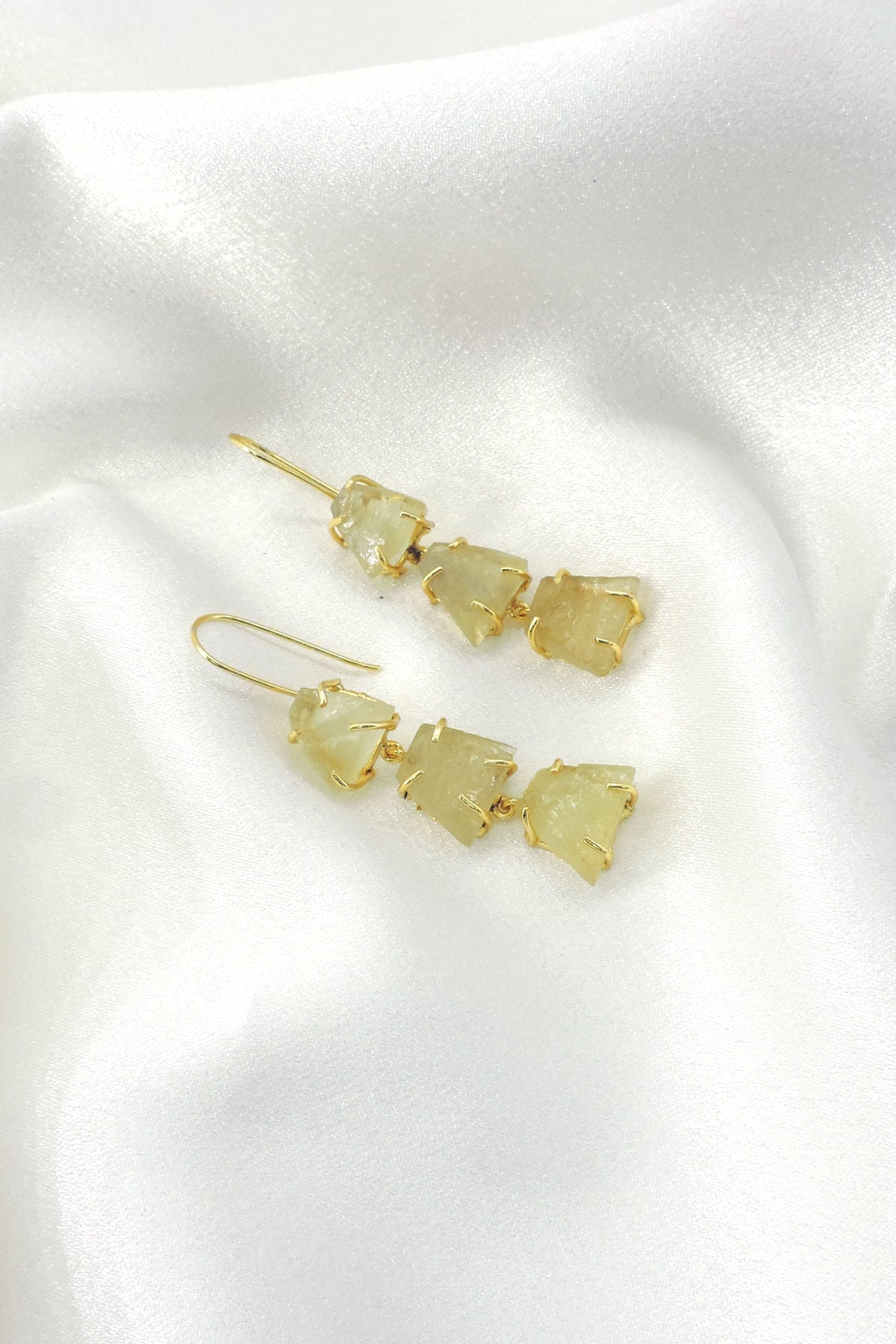 Pastel Raw Gemstone Drop Earrings | Gold Plated Minimal Boho Jewelry