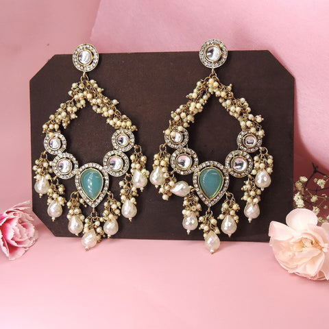 Emerald Green Kundan & Pearl Chandbali Earrings ? Luxe Statement Jewelry Image 0