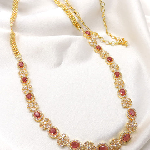 Ruby CZ AD floral kamarbandh with gold-tone detailing by joyrias