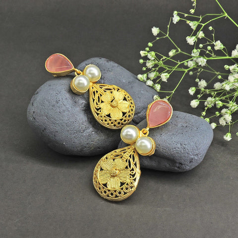 Handmade brass earrings – Indian artisan brass earrings for ethnic and festive wear – Joyrias
