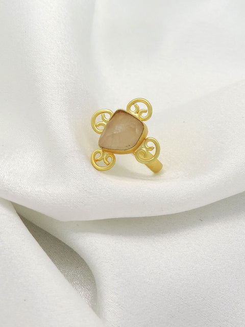 Swirl Stone Statement Ring | Gold Plated Adjustable Ring