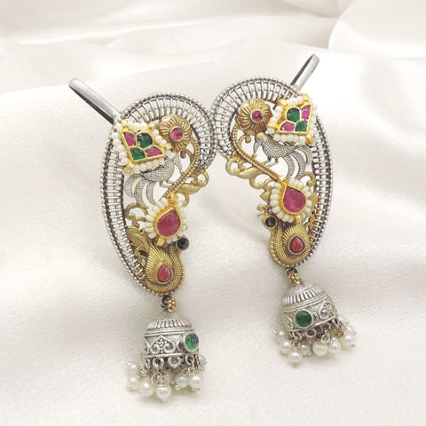 Dual Tone Peacock Ear Cuff Earrings by Joyrias