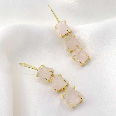 Pastel Raw Gemstone Drop Earrings | Gold Plated Minimal Boho Jewelry