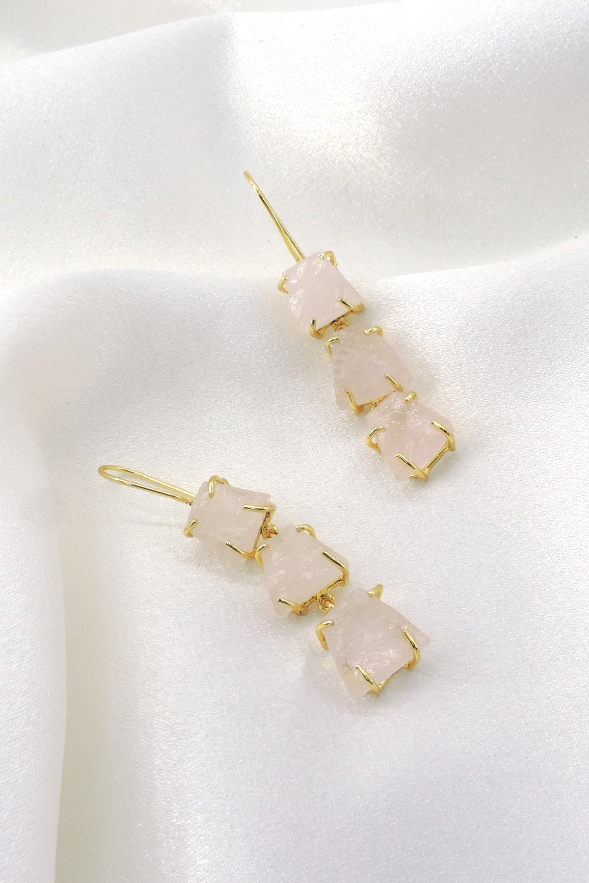 Pastel Raw Gemstone Drop Earrings | Gold Plated Minimal Boho Jewelry