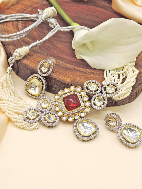 Polki with Red stone Choker Image 0