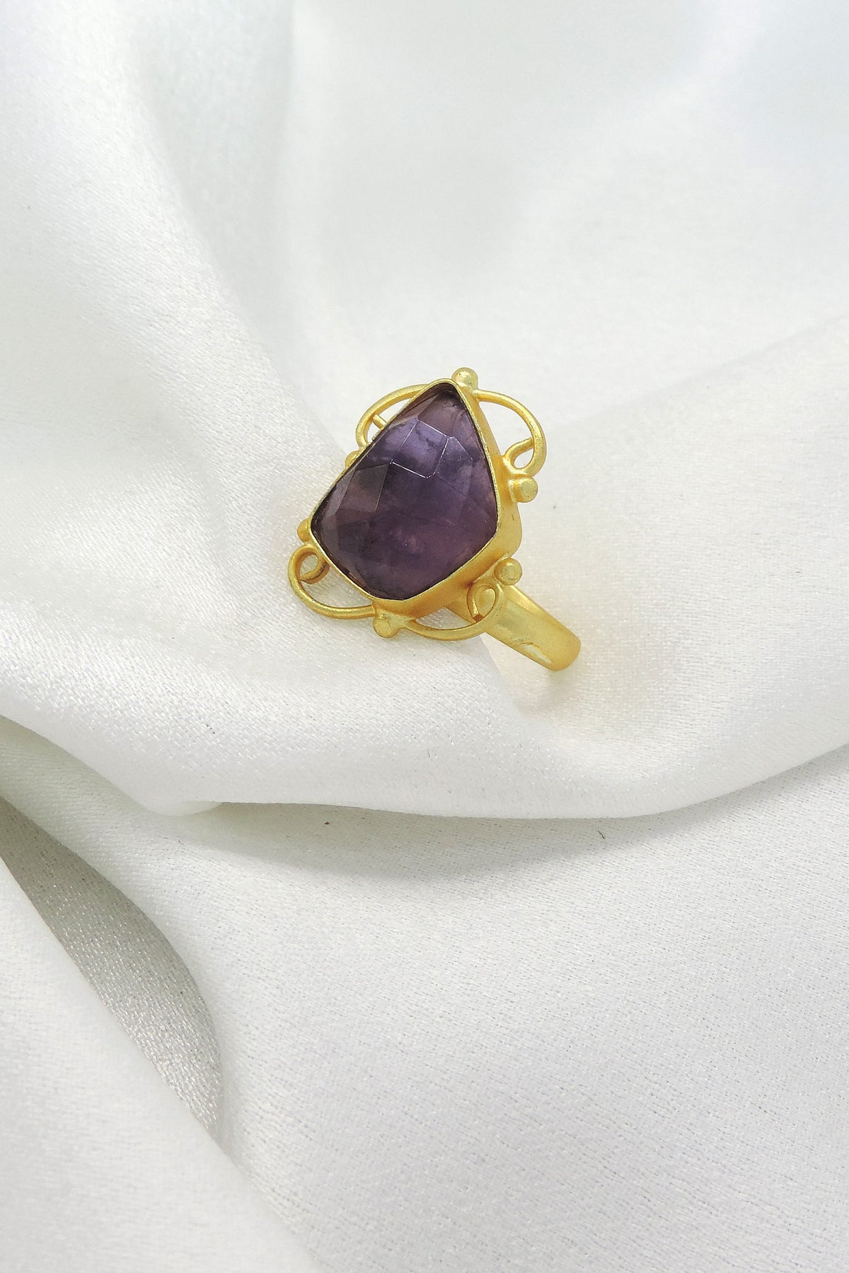 Swirl Stone Statement Ring | Gold Plated Adjustable Ring