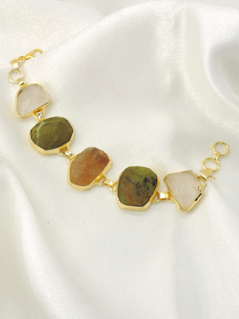 Earthy natural stone link bracelet for women