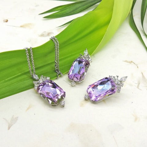 Swarovski inspired pendant set – Indian crystal pendant necklace for women USA – Joyrias