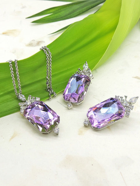 Swarovski inspired pendant set – Indian crystal pendant necklace for women USA – Joyrias