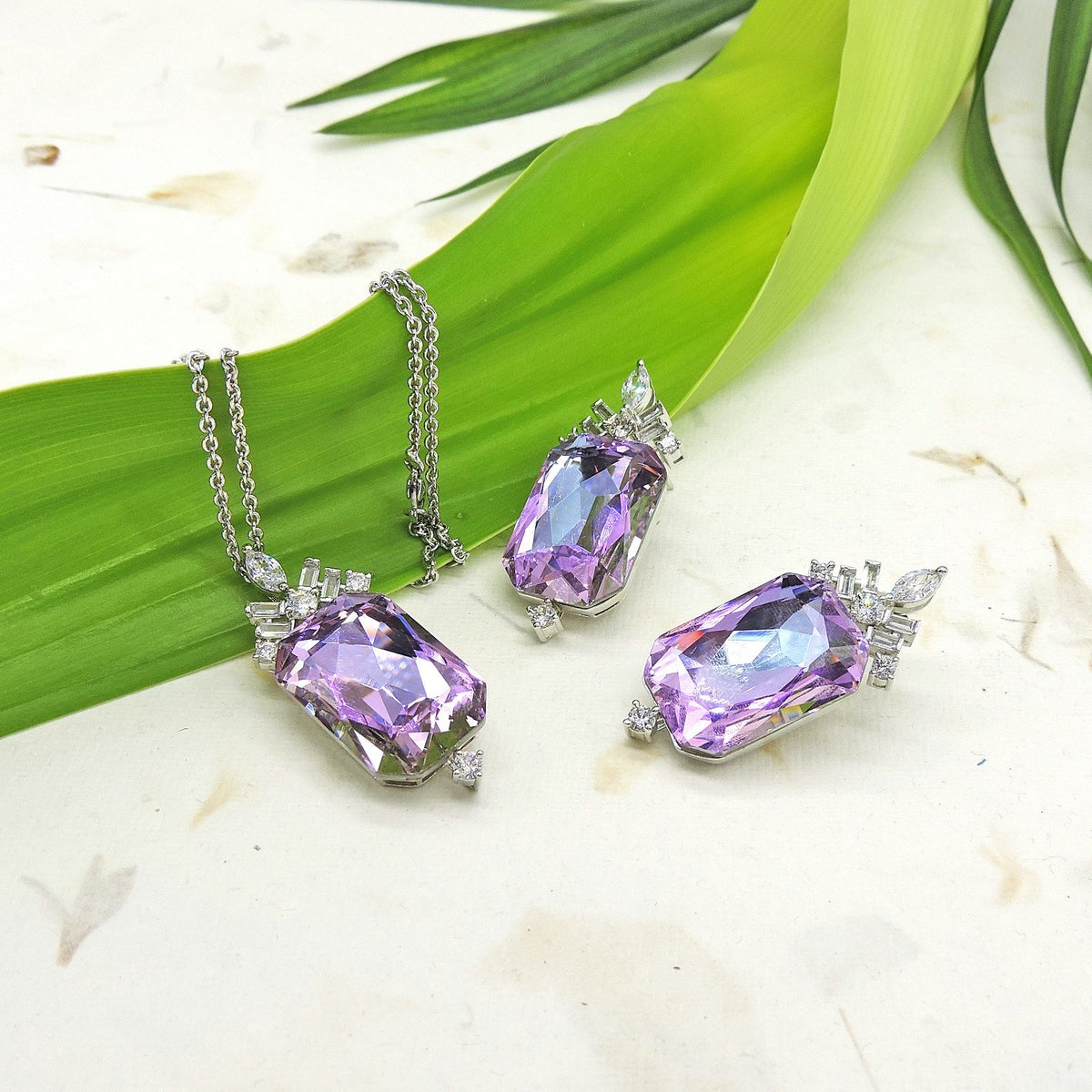 Swarovski inspired pendant set – Indian crystal pendant necklace for women USA – Joyrias