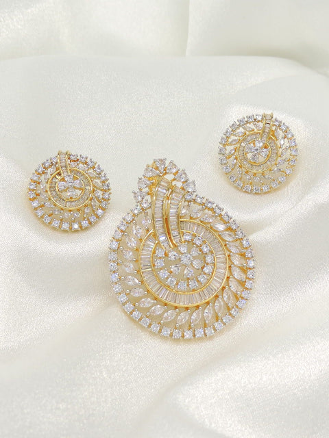 Elegant AD Circular Statement Pendant Set