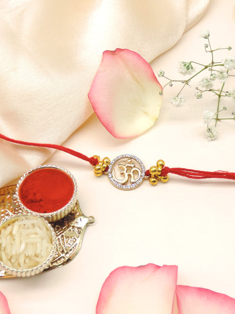 Divine Om Rakhi with CZ Stones | Premium Spiritual Raksha Bandhan Rakhi for Brother