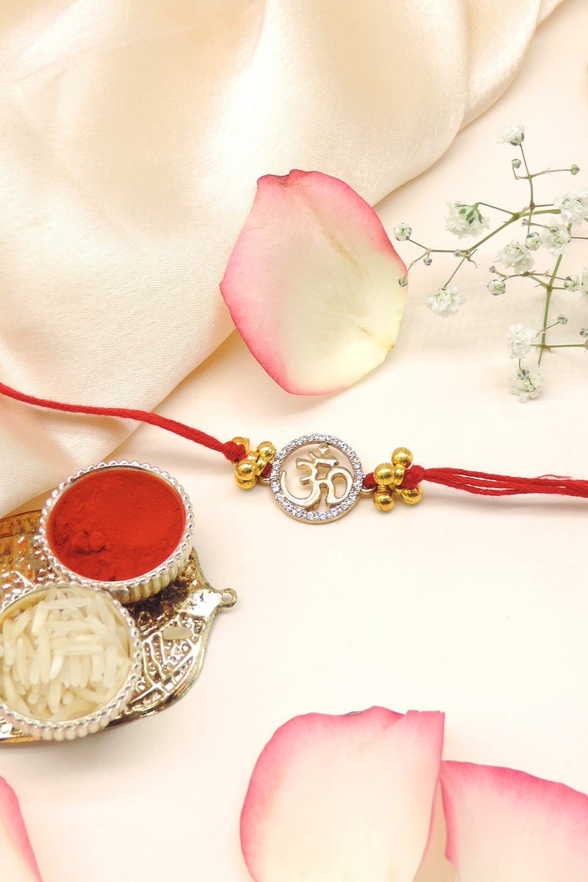 Divine Om Rakhi with CZ Stones | Premium Spiritual Raksha Bandhan Rakhi for Brother