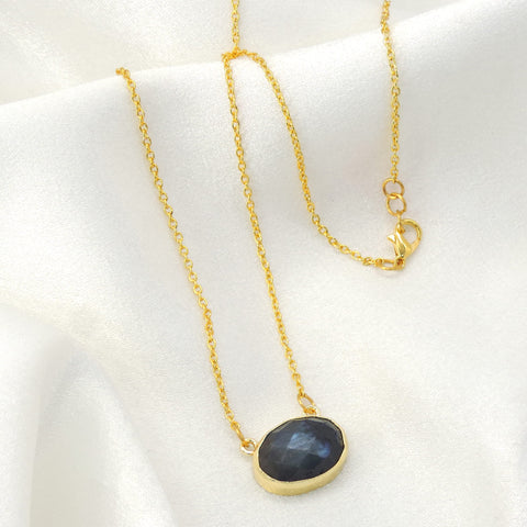 Midnight natural stone pendant necklace for women