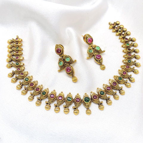 Heritage Pink Green Paisley Jewelry Set by Joyrias