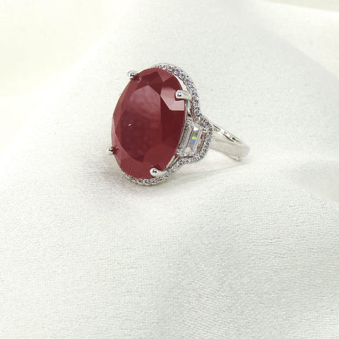 Ruby Halo Cocktail Ring by Joyrias