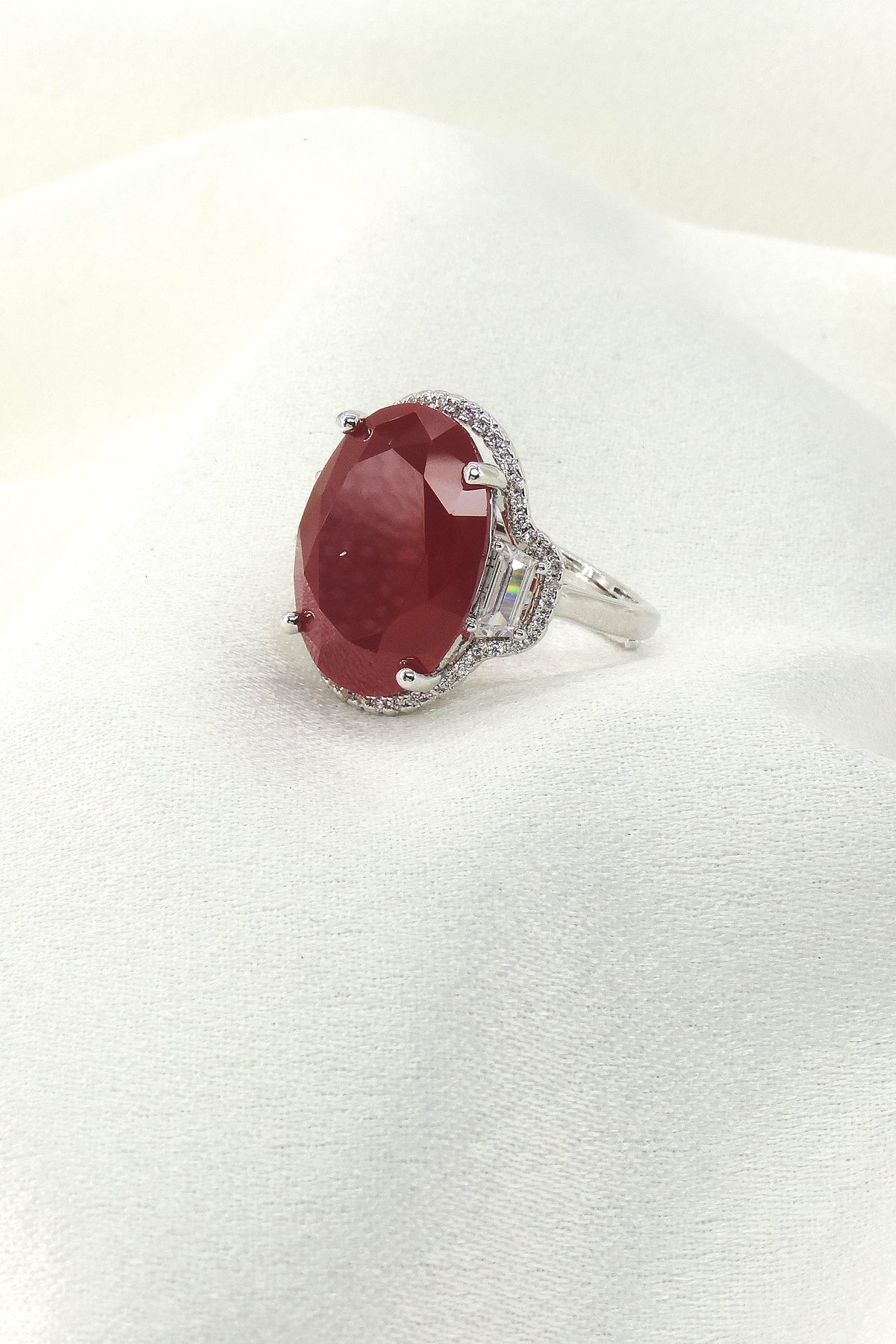 Ruby Halo Cocktail Ring by Joyrias