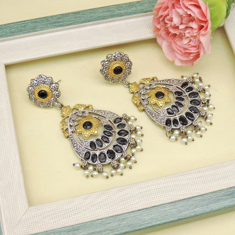 Daksha Silver Look-Alike Earrings in Black Image 0