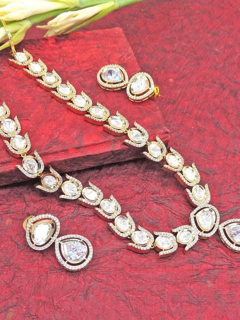 Kundan and AD necklace set variant – Indian Kundan necklace for weddings USA – Joyrias