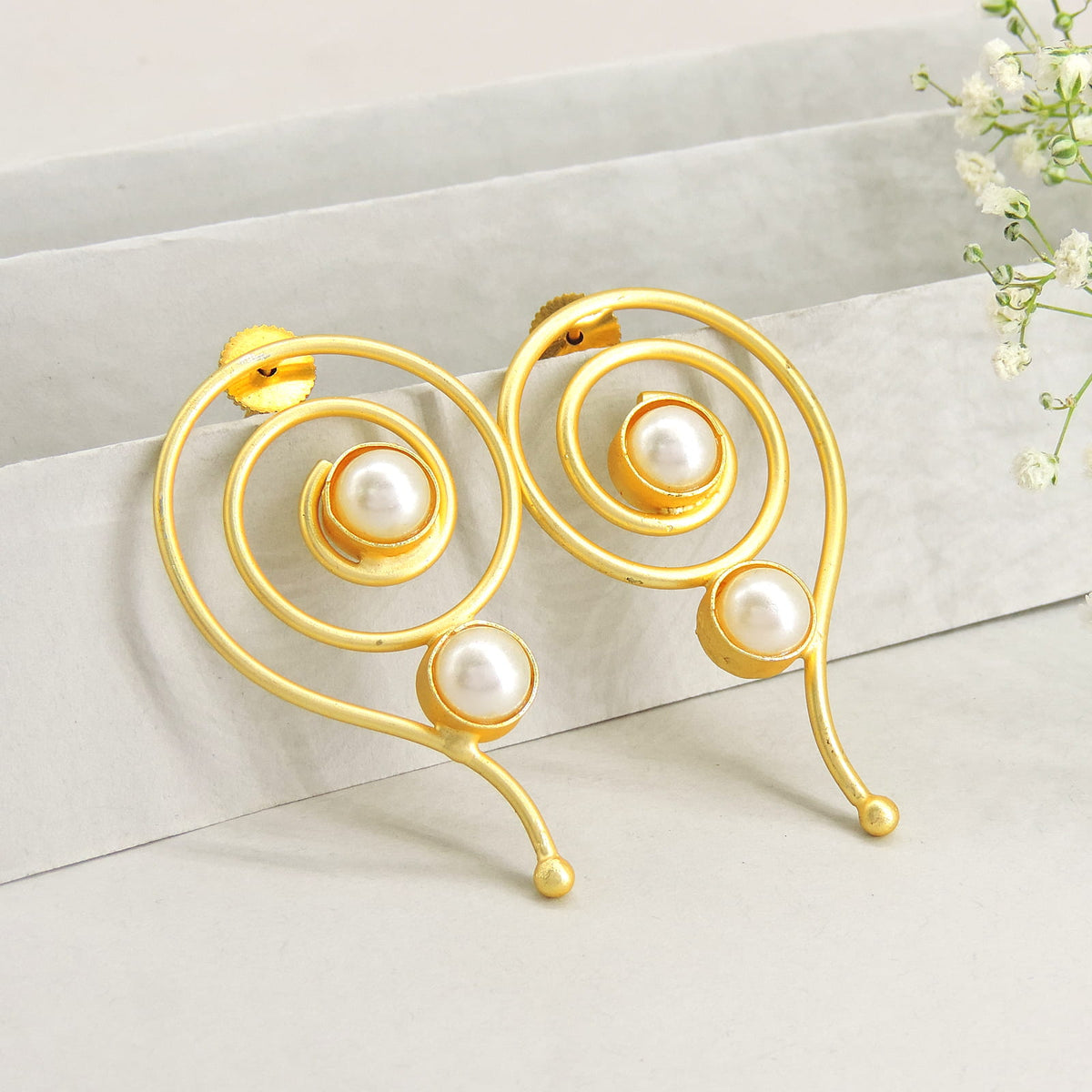 Gold plated earrings with coral stone variant – Indian ethnic earrings for weddings – Joyrias