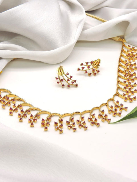 Ruby stone designer necklace set – Indian bridal necklace for weddings USA – Joyrias