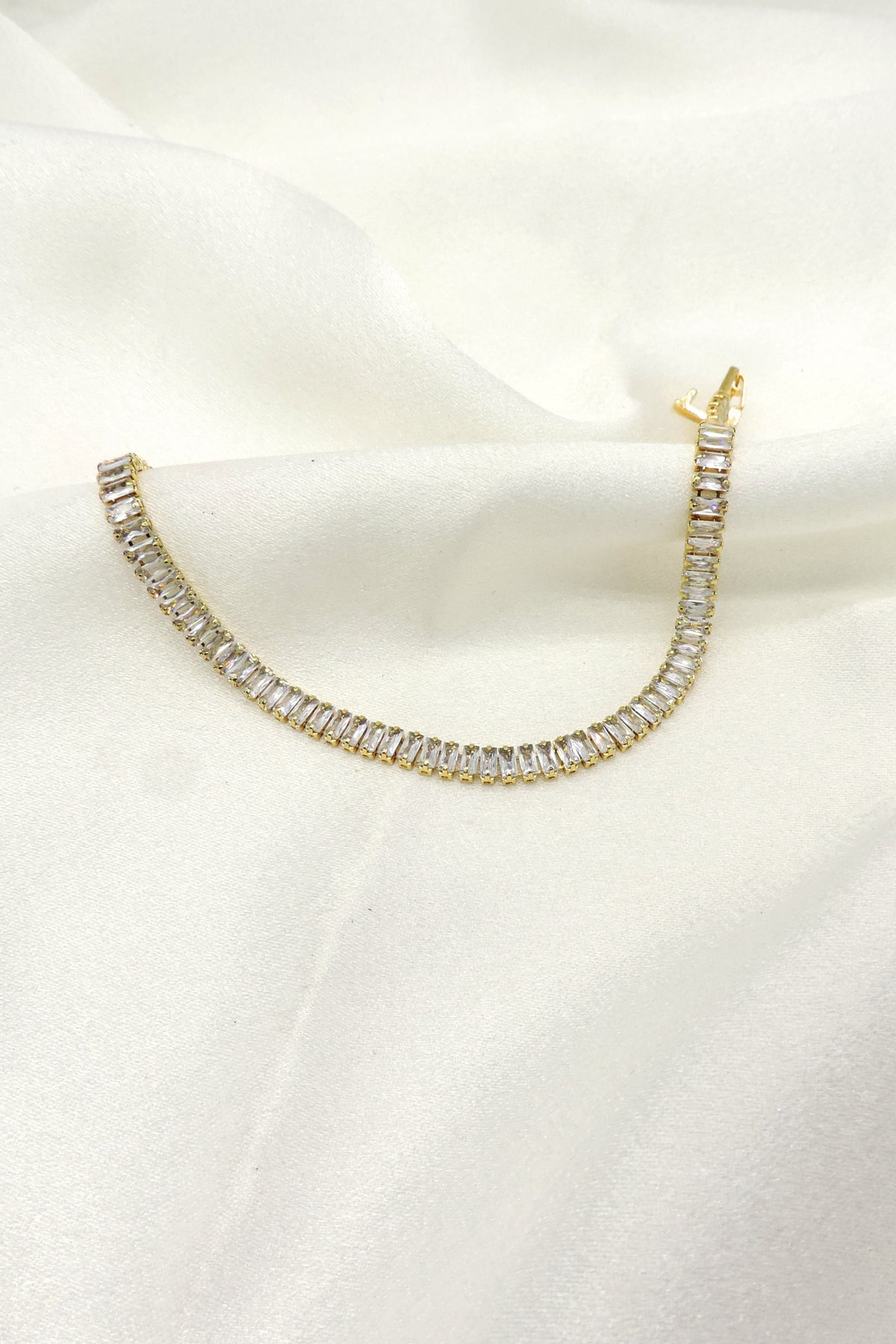 Baguette stone tennis bracelet by Joyrias