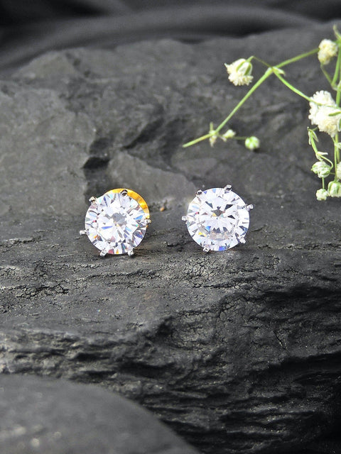Gold tone solitaire style stud earrings – Indian gold stud earrings for everyday wear USA – Joyrias