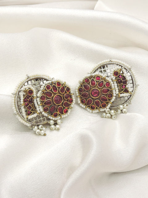 Peacock Dual Tone Stud Earrings