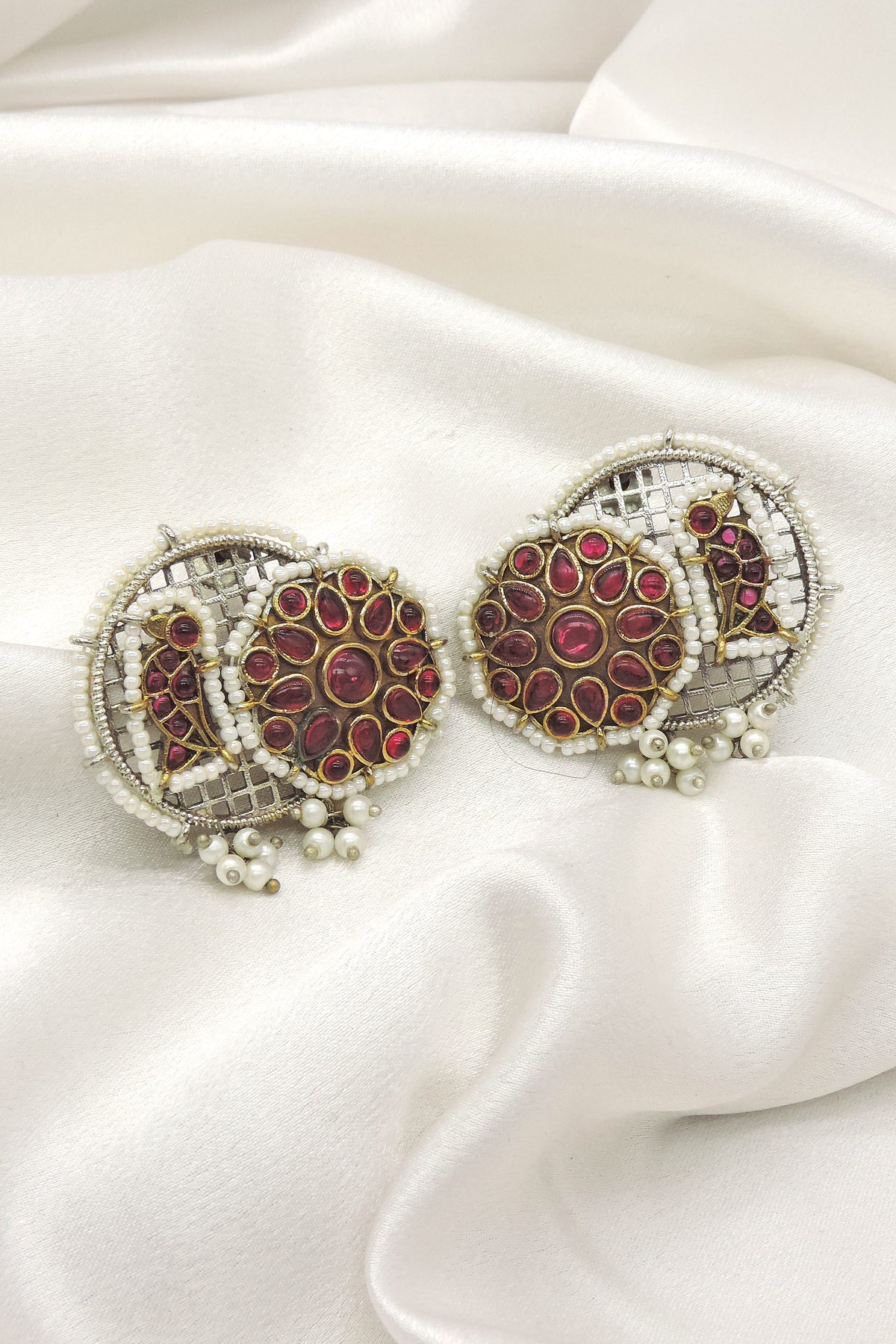 Peacock Dual Tone Stud Earrings